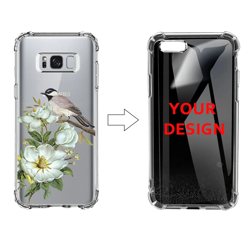 100 pcs/Lot Customized Phone Case for Samsung Galaxy S9 S9 plus Anti-fall Four-corner Airbag Transparent TPU Soft Back Protector