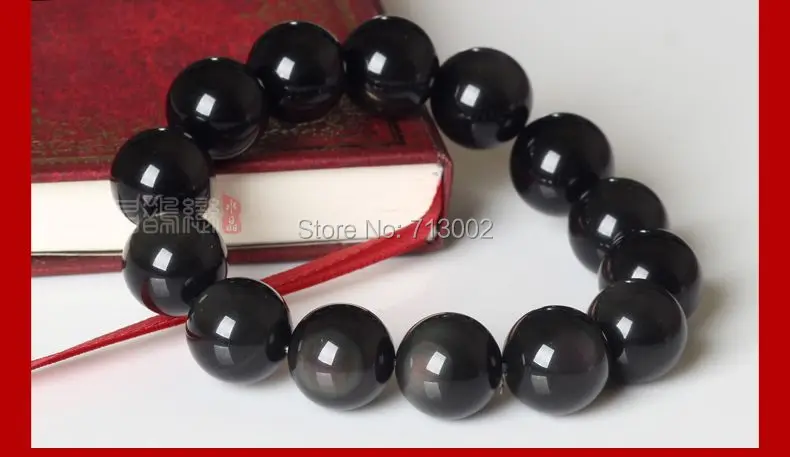 5A Mexico Natural Obsidian Bracelet Bangle - 14MM