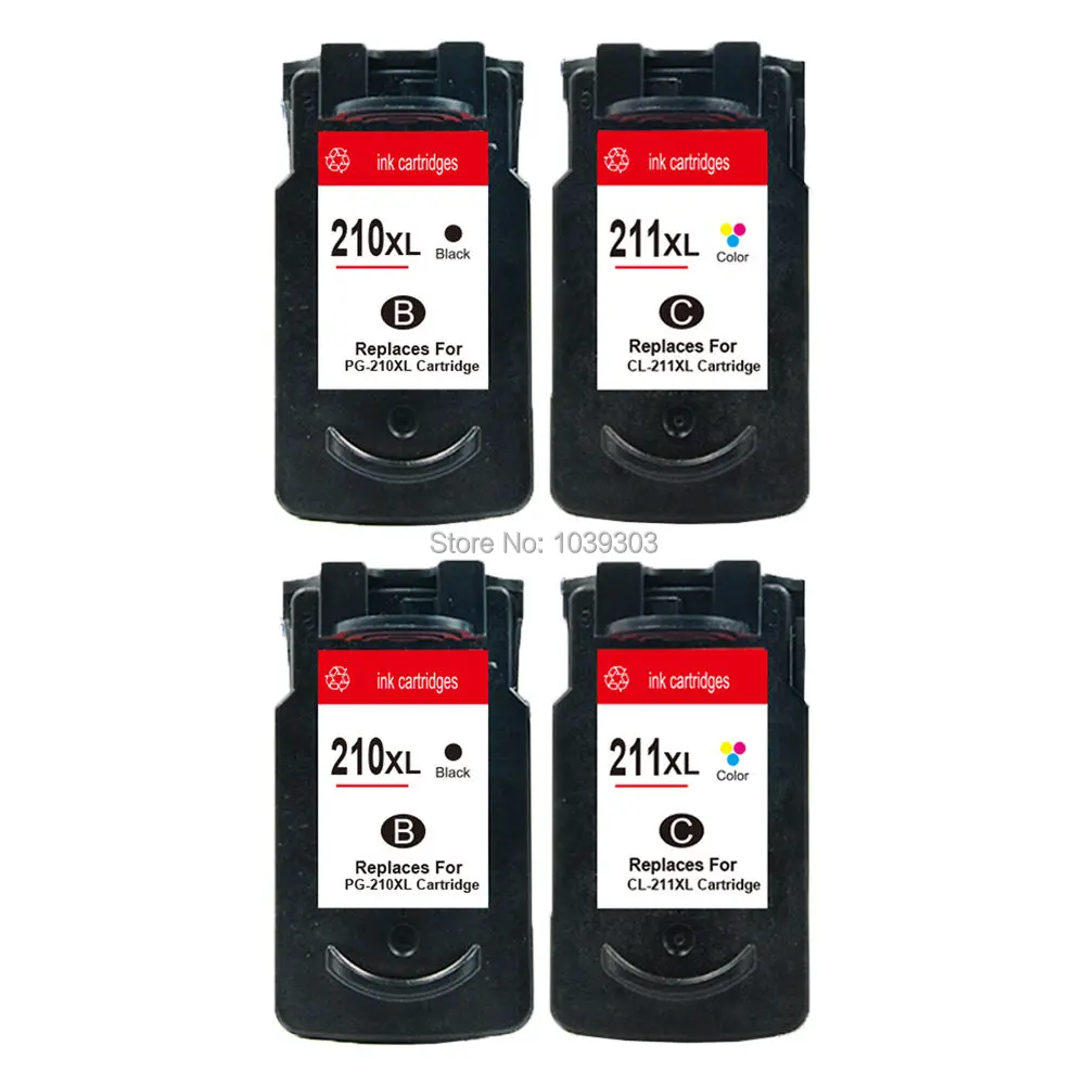 

4 x PG210 CL211 Chipped Ink cartridge Compatible For Canon PG-210 CL-211 PG 210 CL 211 PIXMA IP2700 MP240 MP270 MP480 MP490