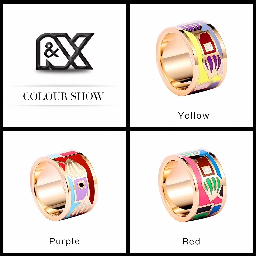 R&X New 2016 popular chain.scarves buckle stainless steel ring custom enamel ring manufacturer wholesale fashion and personality