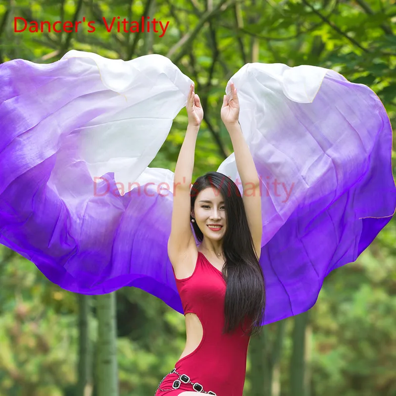 Dancer's Vitality New Brand Cheap Gradient Color Belly Dance Veils 260*114cm Hand Throw Scarf Shawl Belly Dancer Accessory