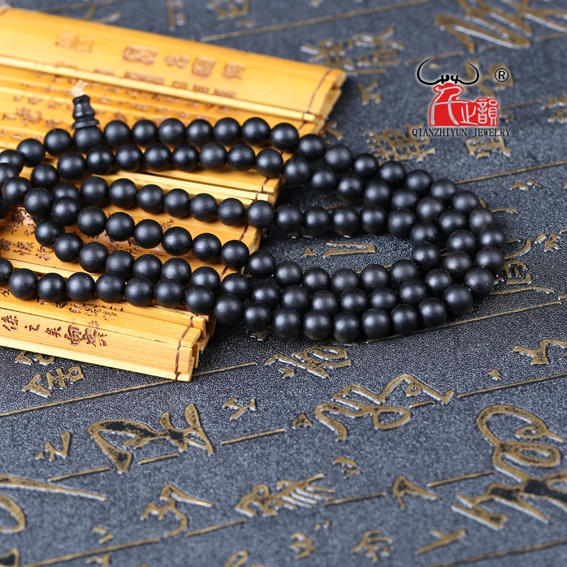 20PCS prayer beads round hand string black buffalo horn vintage hand chain beads DIY handmade necklace bracelet. Hole 1.5mm