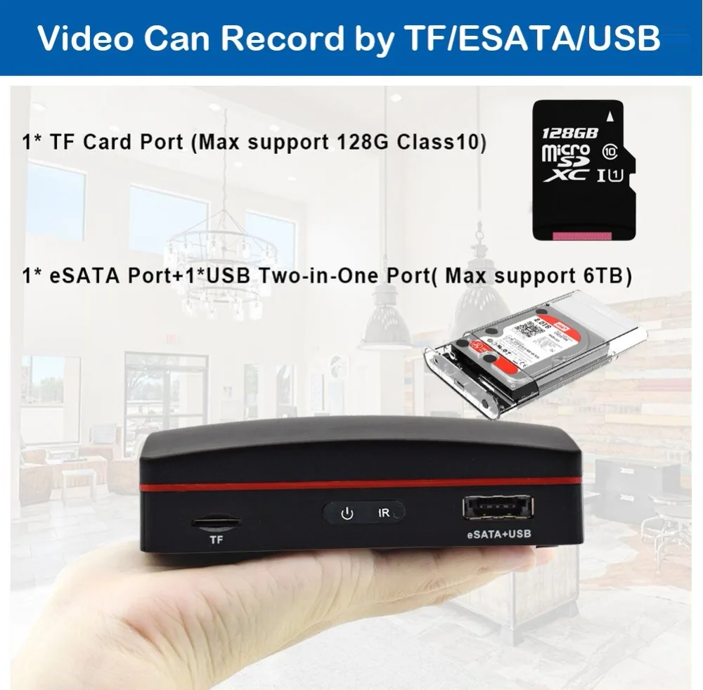 Mini Network Video Recorder para Câmera CCTV, Câmera IP, Suporte P2P eSATA, Slot TF, Mouse USB, Controle Remoto, 5MP, 8CH, 16CH, NVR, H.265