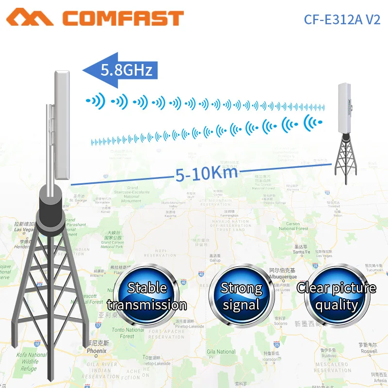 2pcs 5KM Comfast Outdoor CPE Wifi Repeater 5GHz 300Mbps Wireless Wi Fi Router Extender Bridge Nanostation 2*14dbi Antenna Booste