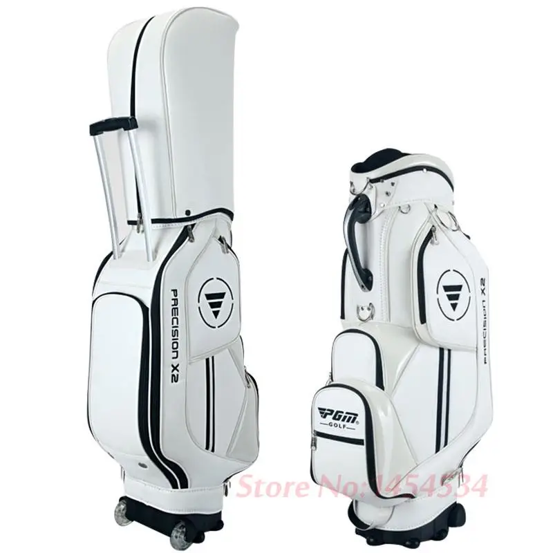 PGM Man Trolley PU Bag Wheels Male Standard Ball Cart Club Bag Sport Portable Large Capacity Golf Bag With Wheelroof Golf Bag