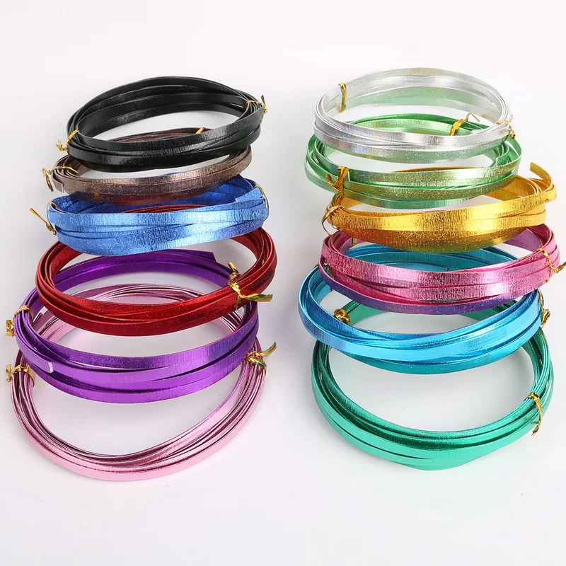 (5mm width 1mm thickness) 3m/sheaf DIY jewelry Fitting Soft colored aluminum wire