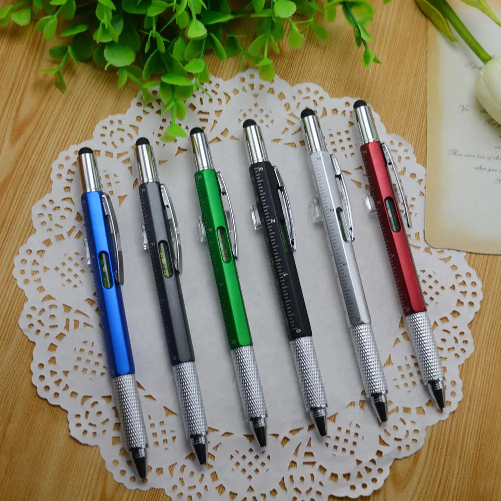 6 IN 1 TOUCH SCREEN STYLUS BALLPOINT PEN + LEVEL RULER SCREWDRIVER MULTI-TOOL X