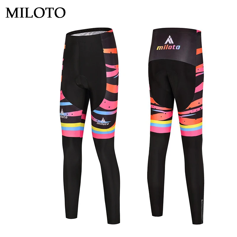 MILOTO Women Cycling Pants Long Pants Anti-sweat Breathable Padded MTB Bicycle Trousers MTB Road Bicycle Bike Pants