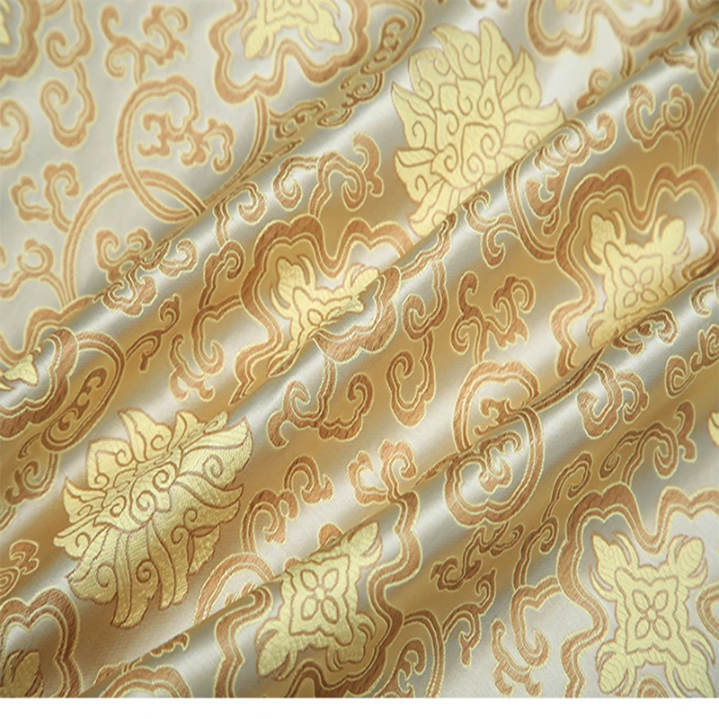 Yellow yard dyed tapestry satin 3D jacquard brocade fabric for cushion cover curtain table patchwork sewing material  by meter