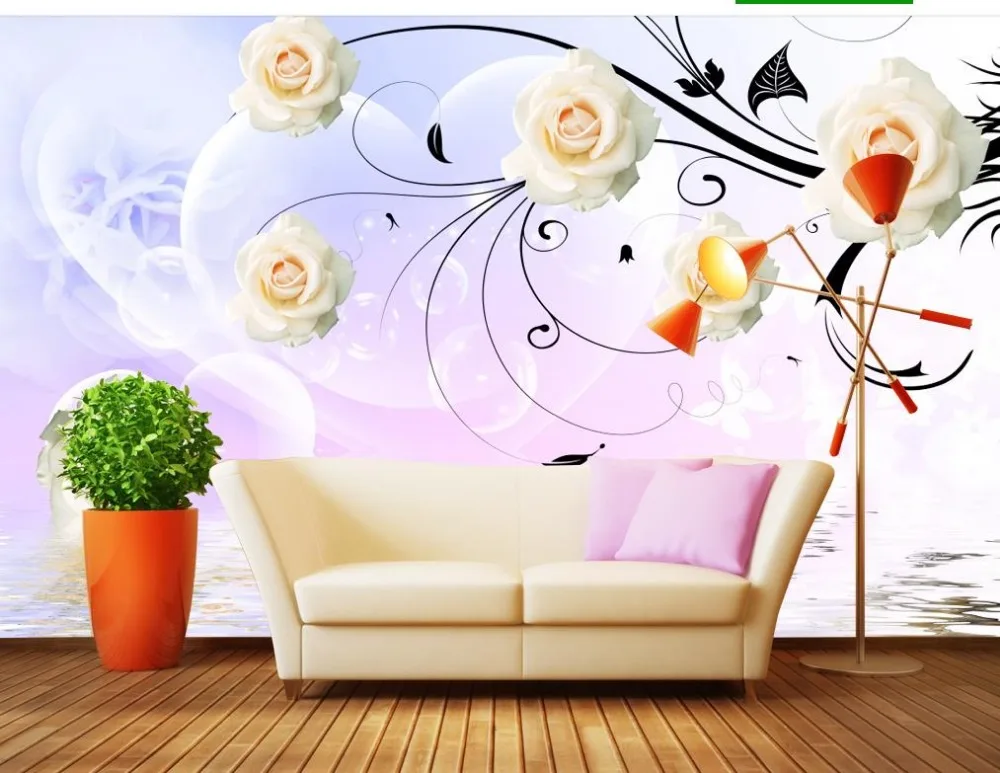 3d wallpaper for room Simple heart-shaped rose pattern mural background wall mural 3d wallpaper