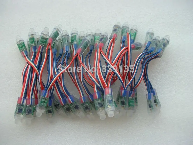 

DC12V 12mm WS2811 led pixel module string light, full color led module; Round shape, 50pcs/string, Waterproof IP68, DC12V input