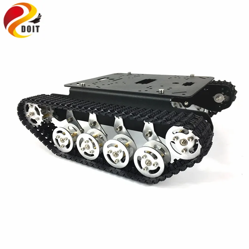 تصميم جديد ذهبي أصفر التخميد روبوت خزان هيكل السيارة TS100 مع تعليق الصدمات كاتربيلر جرار المسار مخلب RC