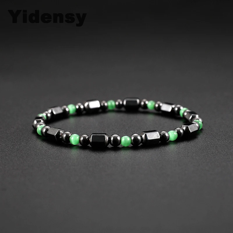 Yidensy Fashion Natural Stone Hematite Beads Bracelets Magnetic Therapy Health Care Bracelet Male Female Jewelry Drop Shipping