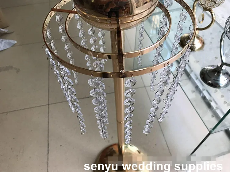 

New style Wedding Metal Gold Flower Vase Column walkway aisle decor Stand for Wedding Centerpiece Decoration senyu0390