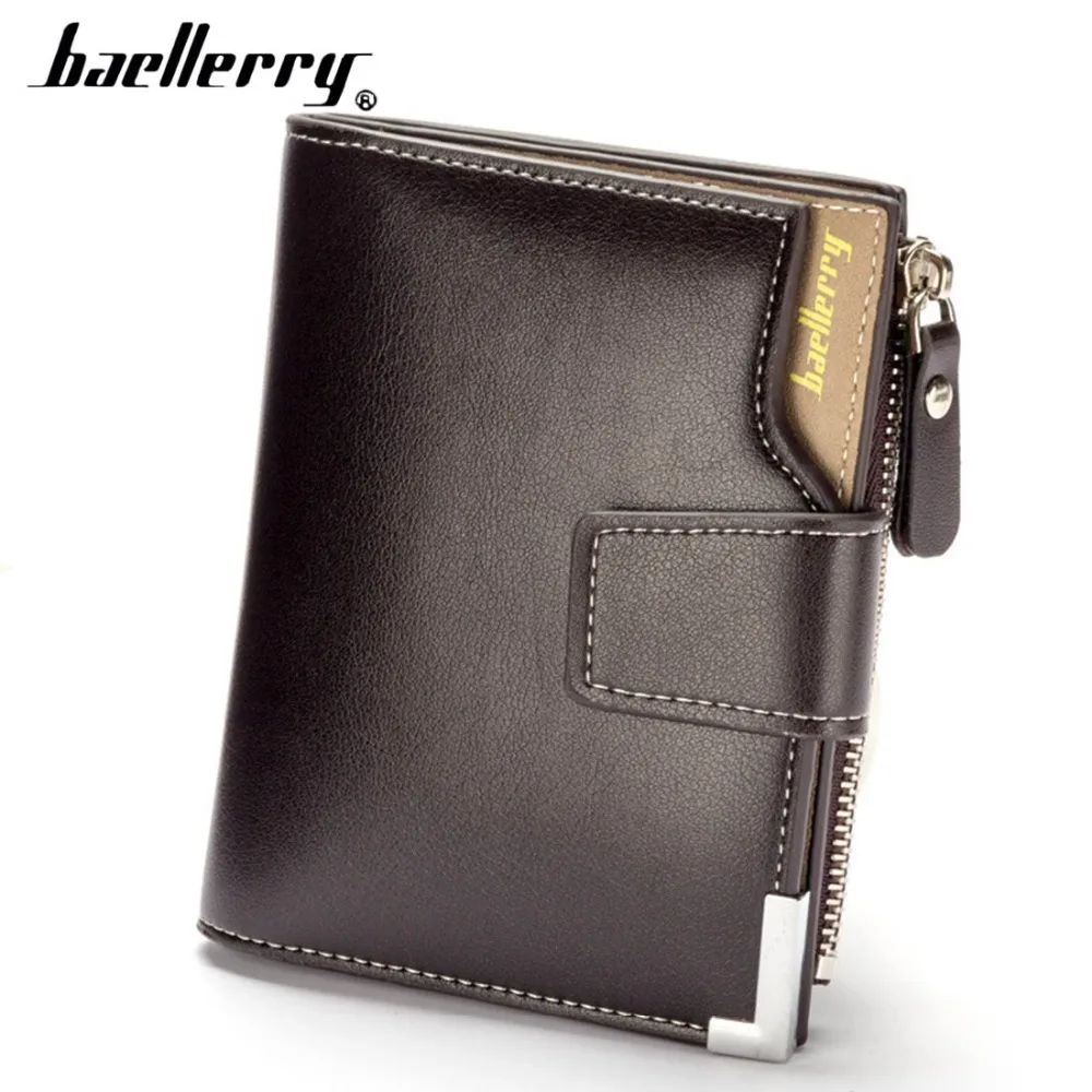 Baellerry Business Men Wallets PU Leather Short Zipper Card Photo Holder Style Casual Male Wallets Luxury Men Purses