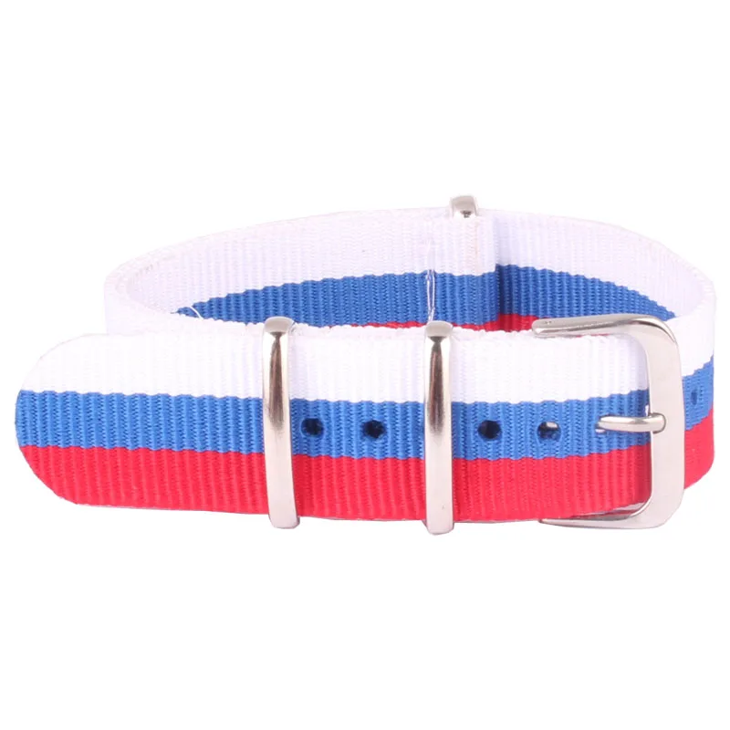 20 mm Cambo Similar Russian Flag Woven Fiber watchband 20mm Nylon Watch Bracelet Strap Wristwatch Band Buckle Canvas fabric