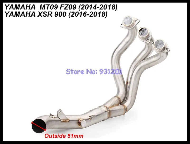 Titanium Alloy Motorcycle Exhaust System for Yamaha MT09 MT-09 FZ09 FZ-09 XSR900 Slip On Front Pipe Headers Manifold Tube