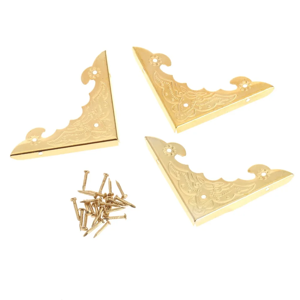 12pcs Wooden Jewelry Box Decorative Corners Bracket Bronze/Golden Metal Book Scrapbooking Albums Menus Folder Corner Protector