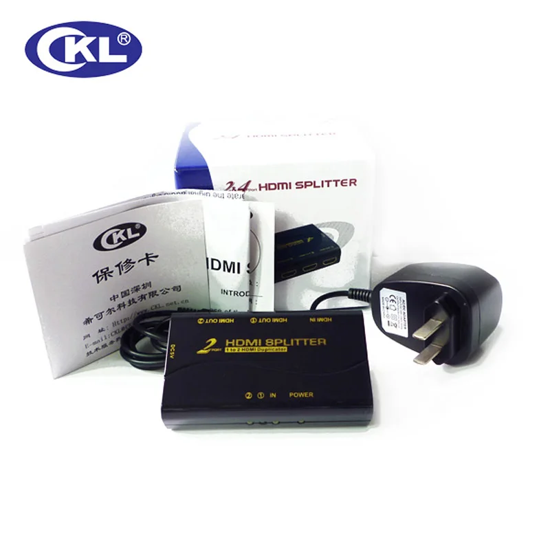 CKL HD-92M  1*2 2 Port Mini HDMI Splitter Support 1.4V 3D 1080P for PC Monitor