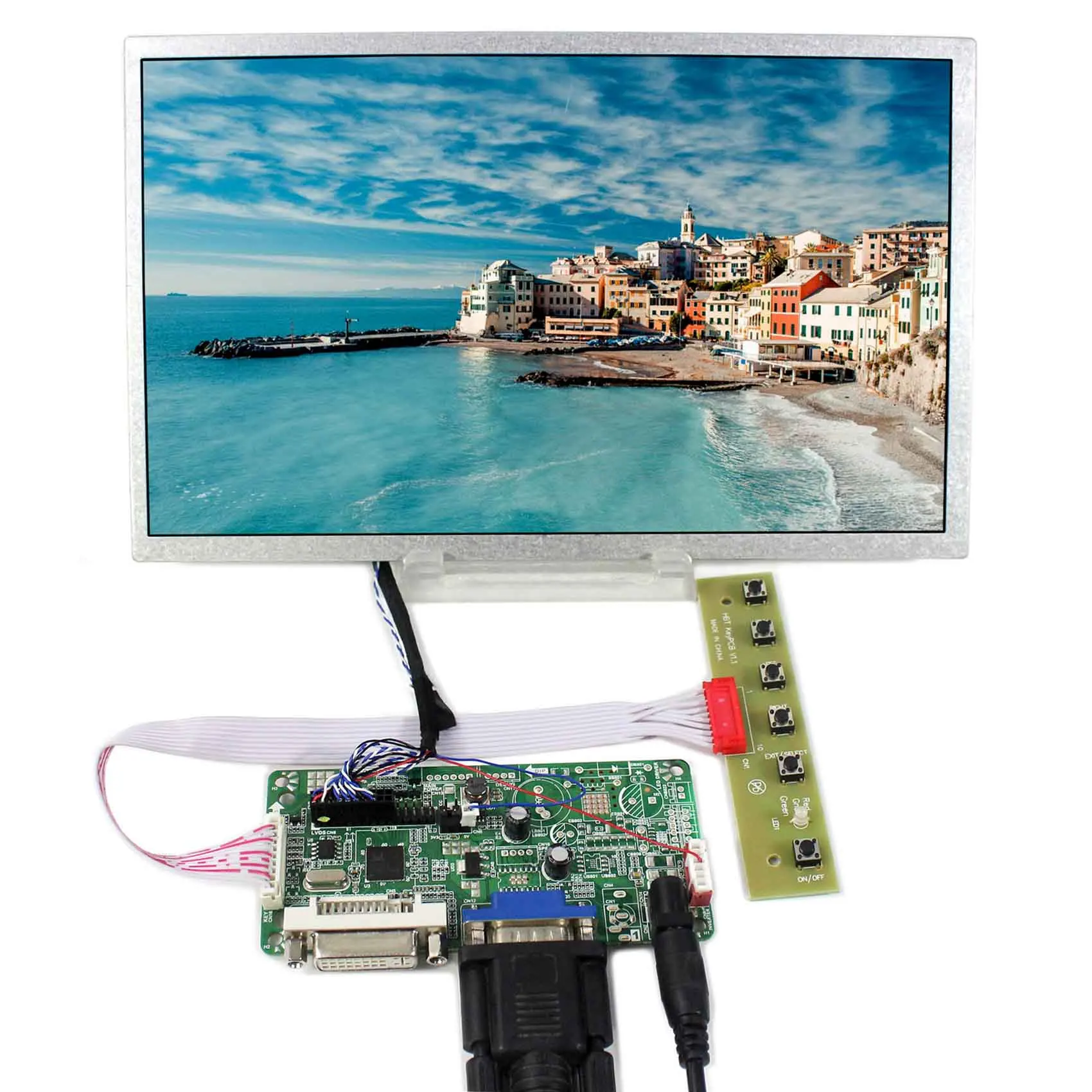 

DVI VGA LCD Controller Board With 10.2inch 1024x600 HSD100IFW1 CLAA102NA0ACW LCD Screen