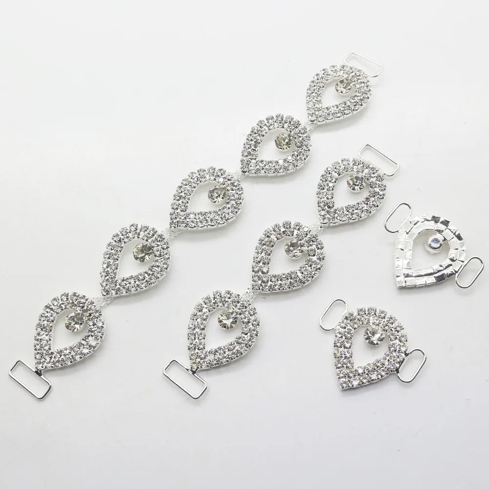 2pc/Set 3 Style Drop shape Crystal Rhinestone Bikini connectors/Buckle Reinforcement of flat chains Metal Clothing Decoration