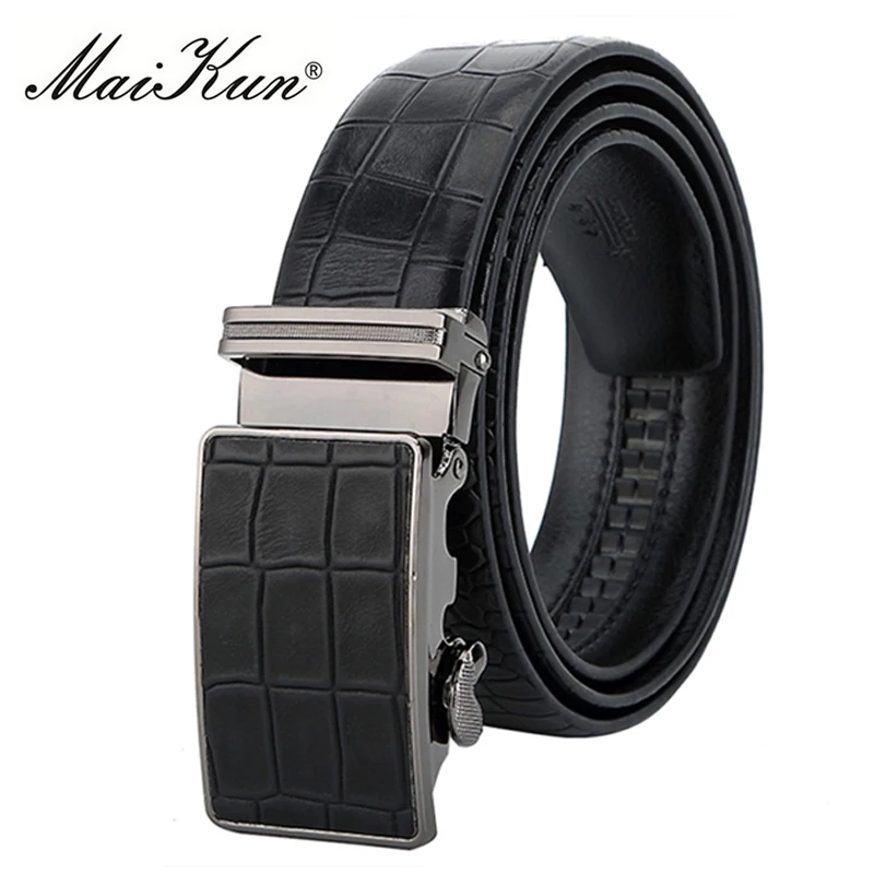 MaiKun Men\'s Automatic Belts For Men Leather Belt For Business Casual Crocodile Pattern Belt