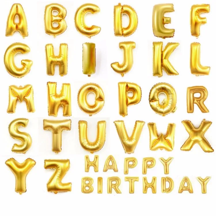

16" Gold Silver Alphabet Helium Aluminum Foil Balloon 26 Letters Wedding Christmas Birthday Party Decoration Supplies