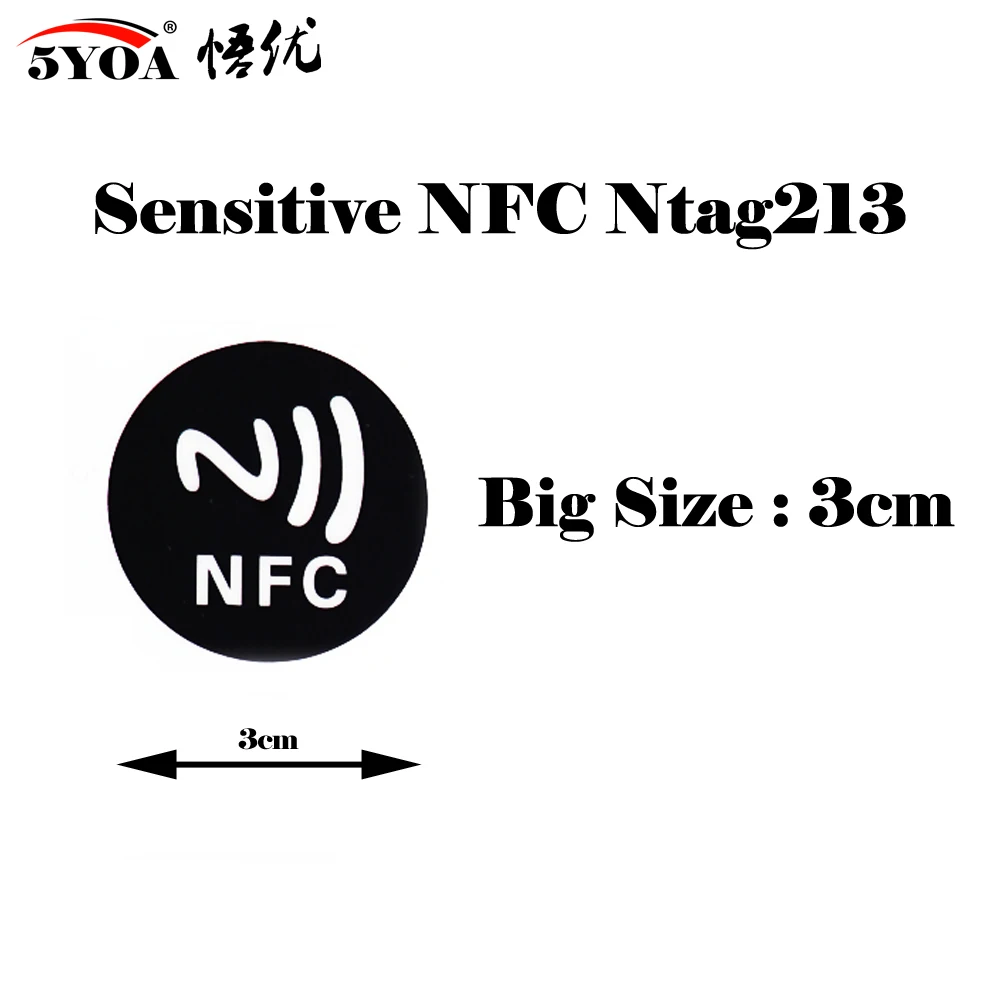 6pcs/lot NFC Tags Stickers Anti Metal Ntag213 adhesive label Metallic sticker Universal Lable RFID Tag for all NFC Phones