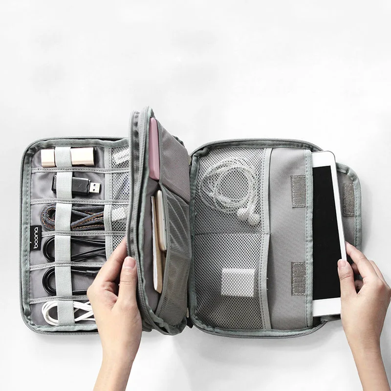 Large Capacity Data Cable Storage Bag Travel Electronics Accessories Organizer Pouch for HDD Adapter Memory Card Digital Gadgets