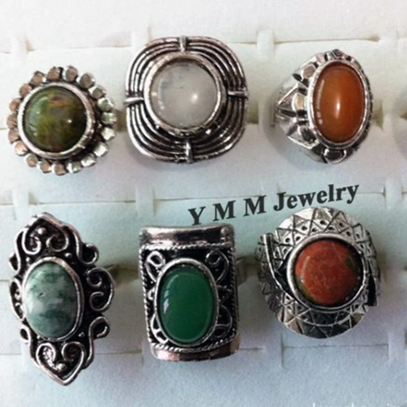 XiaoYaoTYM Vintage Adjustable Natural Stone Rings High Quality Fashion Jewelry Wholesale