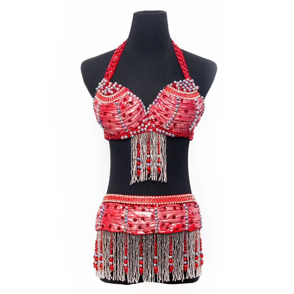 Beaded Fringe Carnival Bra Belt Woman Belly Dance Costumes Sexy Belly Dance Wear Belly Dance Bra And Belt Set Belly Dance Outfit