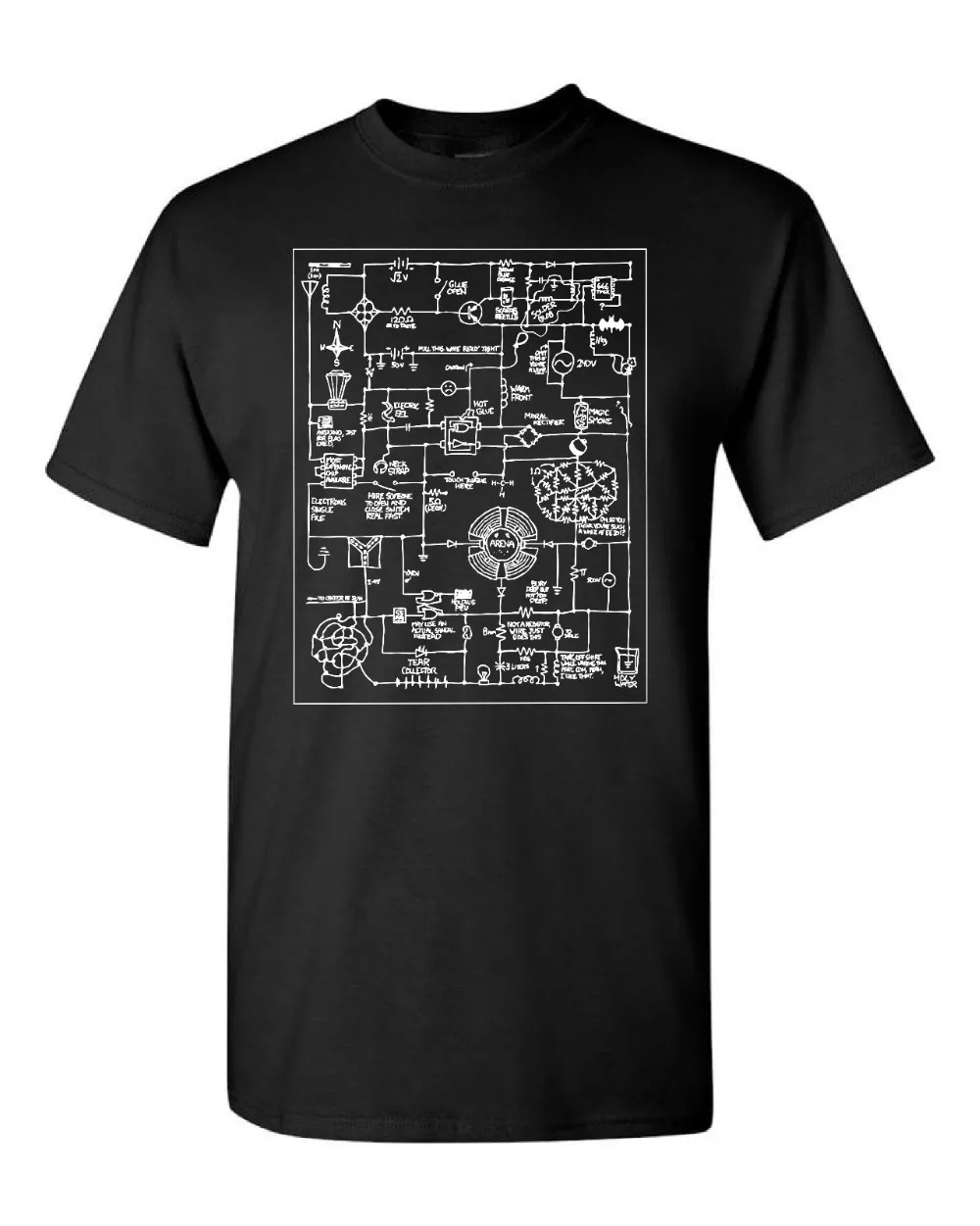 New Fashion T Shirt Graphic Letter  T-shirt EE Electrical Engineering Electronics Wacky Schematic Men\'s Black Funny O Neck