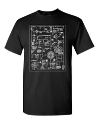 New Fashion T Shirt Graphic Letter  T-shirt EE Electrical Engineering Electronics Wacky Schematic Men's Black Funny O Neck