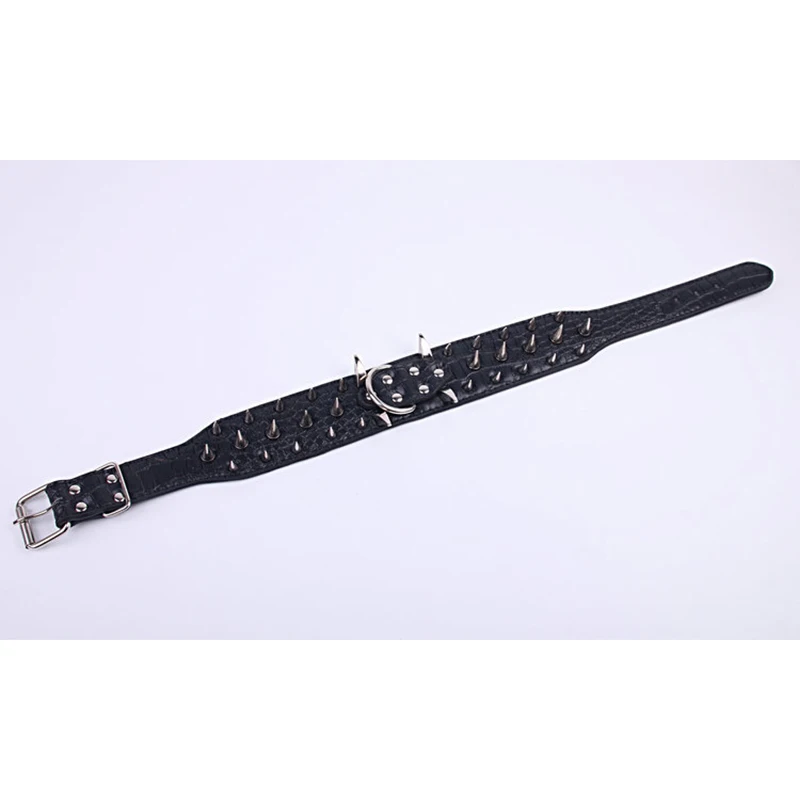 High Quality PU Leather Black Dog Collars Cool Spiked & Studded Pet Dog Collar For Medium Large Dogs Pitbulls Mastiff Bully 089