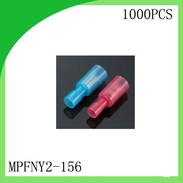 

Brass 1000 PCS MPFNY2-156 Female Red/Blue cold-pressed terminal Connectors and Splices For 0.3-2.5mm2,24-14 AWG