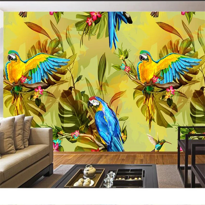 

wellyu papel de parede HD aesthetic Southeast Asian style retro hand-painted flowers and birds decorative painting murals