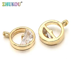 10mm Brass Cubic Zirconia Charms Pendants DIY Jewelry Bracelet Necklace Making, Hole: 1.2mm, Model: VD273