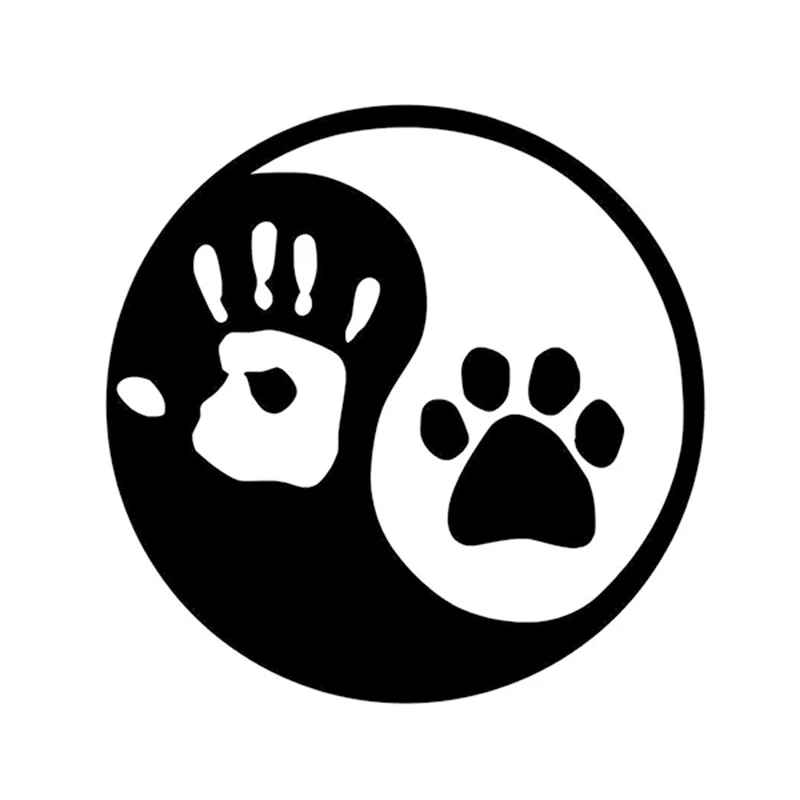 Ying and Yang dog or cat paw print & hand car window Vinyl Decal Sticker Laptop logo Locker