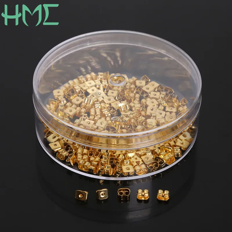 200Pcs/Set Metal Earring Backs Bullet Stoppers Earnuts Stud Earring Plugs Gold & Rhodium Color For DIY Jewelry Findings