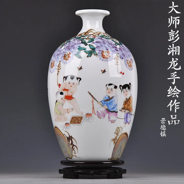 Shipping of Jingdezhen ceramics hand-painted works of famous works of Peng Xianglong landing a variety of optional table vases