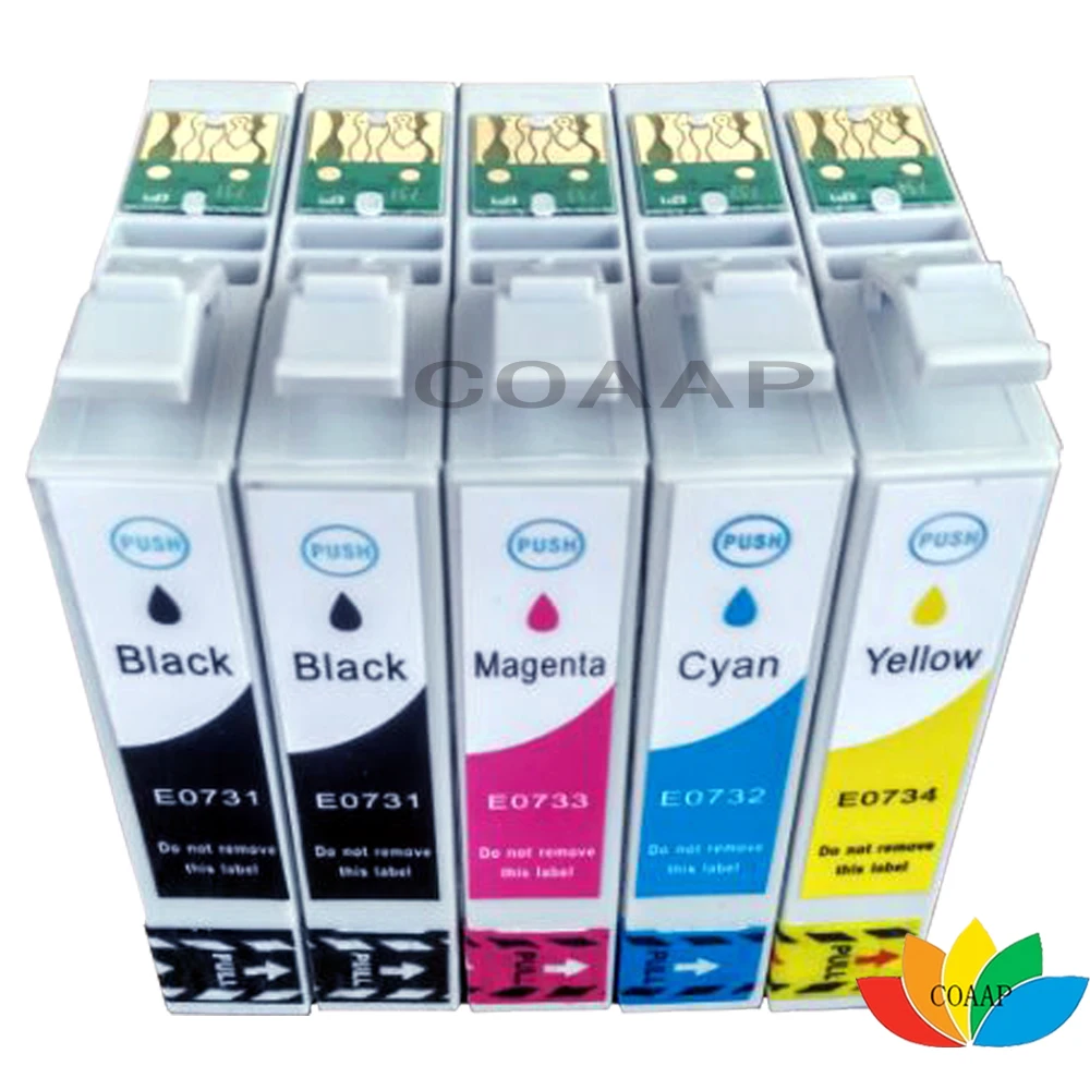 5PK Ink Cartridge 731N 73N T0731 for Compatible EPSON C79 CX5500 CX8300 CX9300 TX100 TX210 TX410 TX550w Printer