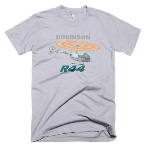 100% Cotton Print Mens Summer O-Neck Robinson R44 (Silver) Helicopter T-shirt - Personalized Tee Shirt