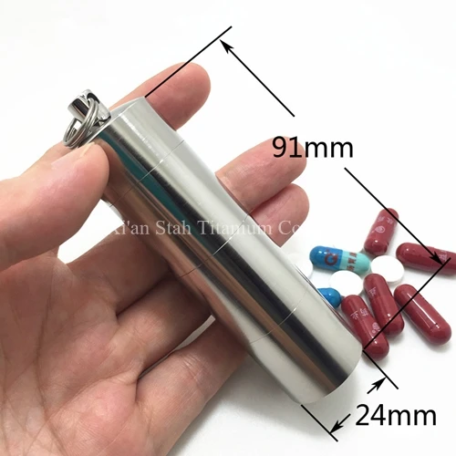 Titanium TC4 EDC 91mm Long Three Individual Cell Empty Caupsule / 3 layer Pill Box Waterproof Anti-corrossion for Outdoor