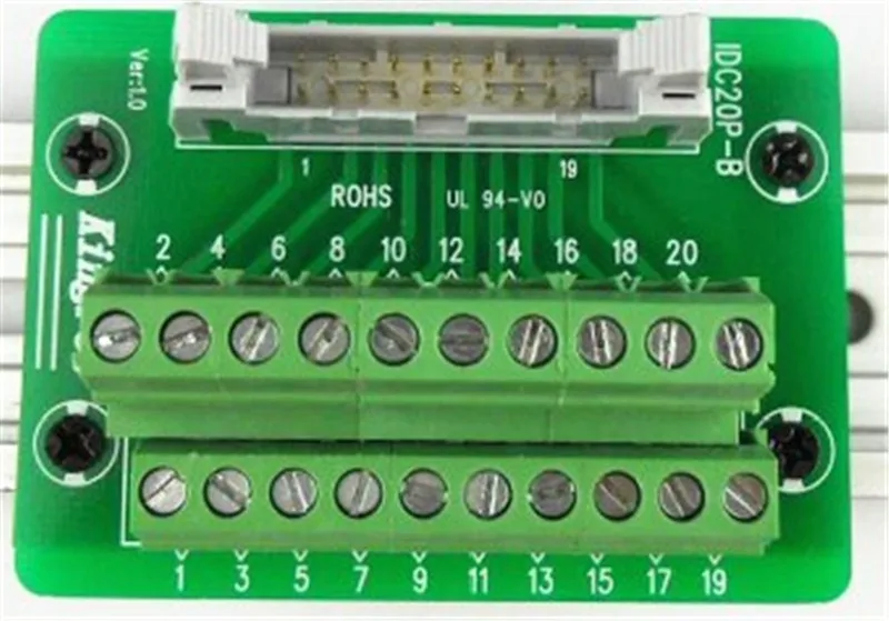 IDC20P IDC 20Pin Male Terminal Block Breakout PLC Relay Terminals DIN Rail Mounting Adapter Connector