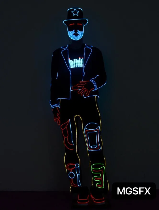 

Tron legacy Ukraine dance Opticl Fiber LED costume Light up dancer dress show nightclub perfomance suit