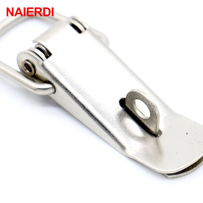 NAIERDI-J106 Cabinet Box Locks Spring Loaded Latch Catch Toggle 27*63 Iron Hasps For Sliding Door Window Furniture Hardware