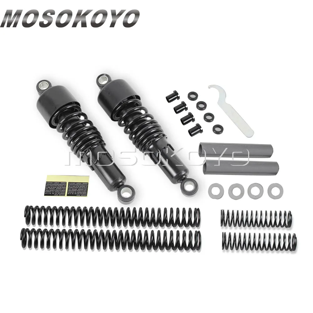 Black Motorcycle Fork Spring Rear Shock Absorbers Lowering Slammer Kit for Harley Touring FLT FLHT FLTR 1984-2013