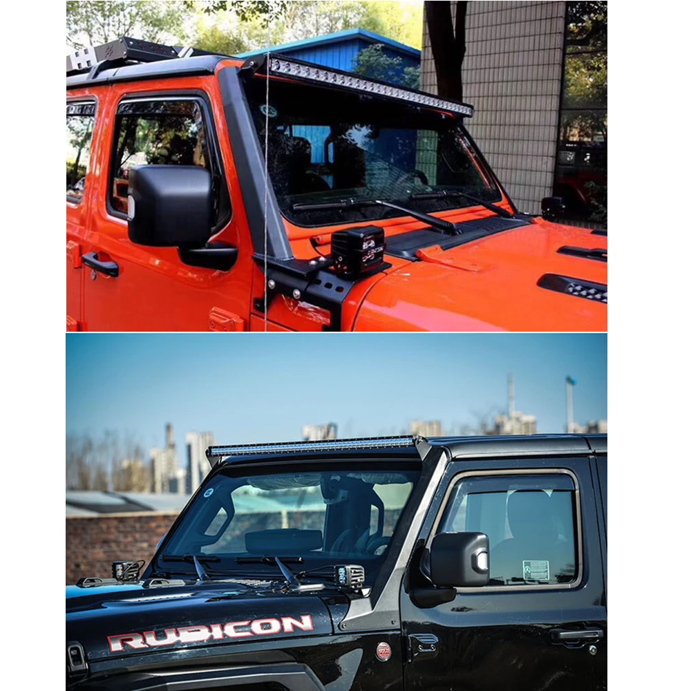 52 بوصة LED ضوء العمل بار الصلب العلوي الزجاج الأمامي تصاعد قوس مع أقواس الزاوية السفلية ل جيب رانجلر JL 2018 2019 +