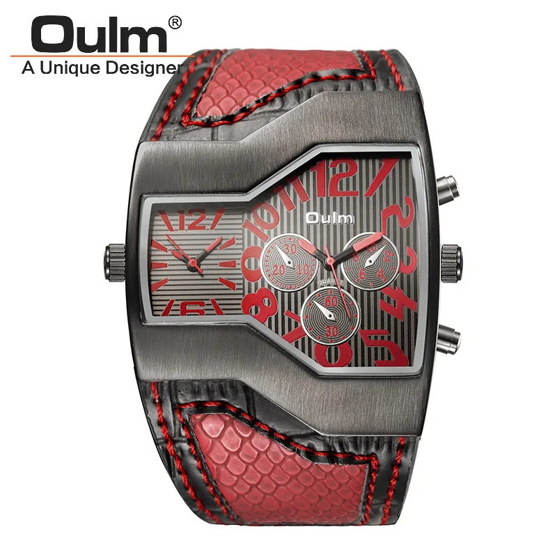 Oulm-reloj analógico de cuarzo para hombre, accesorio de pulsera resistente al agua con calendario, complemento masculino deportivo de marca de lujo