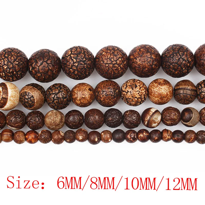 CAMDOE DANLEN New Natural Stone Beads Fossils Stone 6 8 10 12MM Loose Round Diy Charm Beads For Jewelry Making Accessories